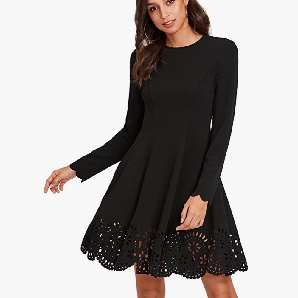 Romwe black scalloped dress. Size small.
